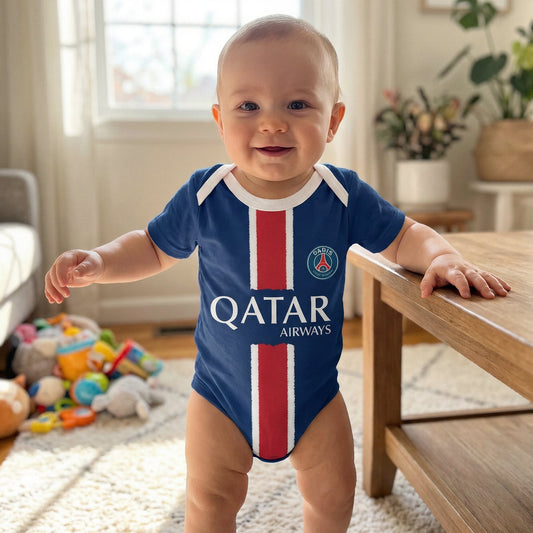 Personalised PSG Baby Bodysuit 2024/25 - Custom Paris Saint-Germain baby kit for new football fans
