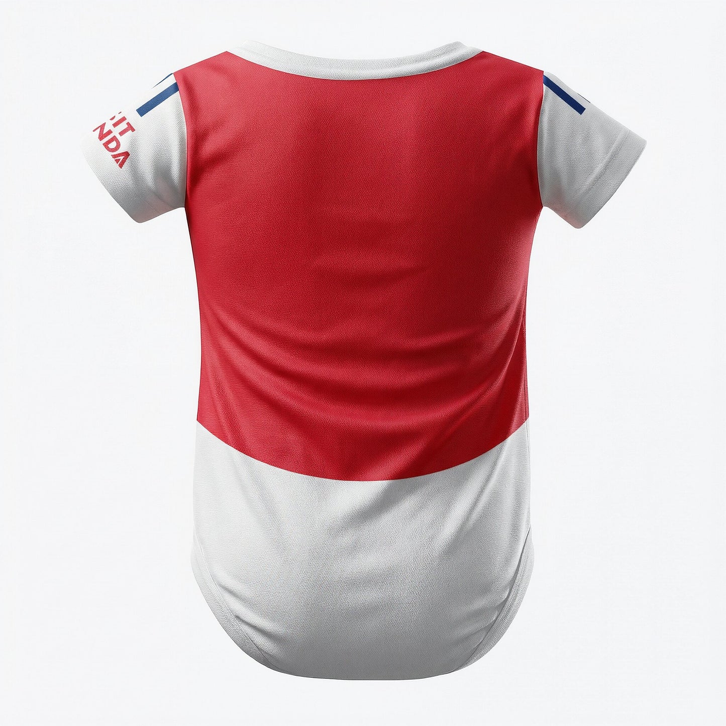arsenal baby onesie back shot on white background