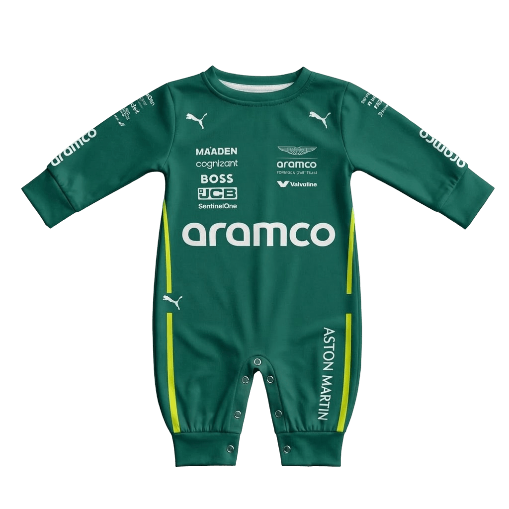 Aston Martin racing Formula One inspired baby oneise jumpsuit main image