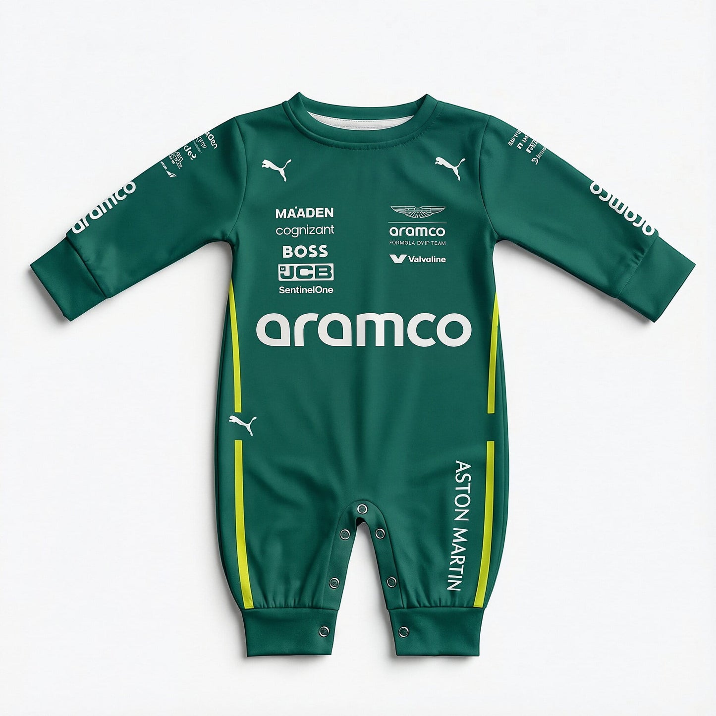 aston martin baby onesie front