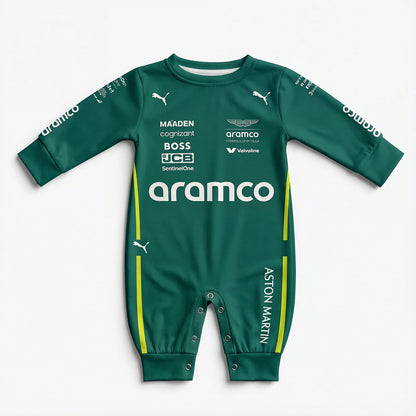 aston martin baby onesie front