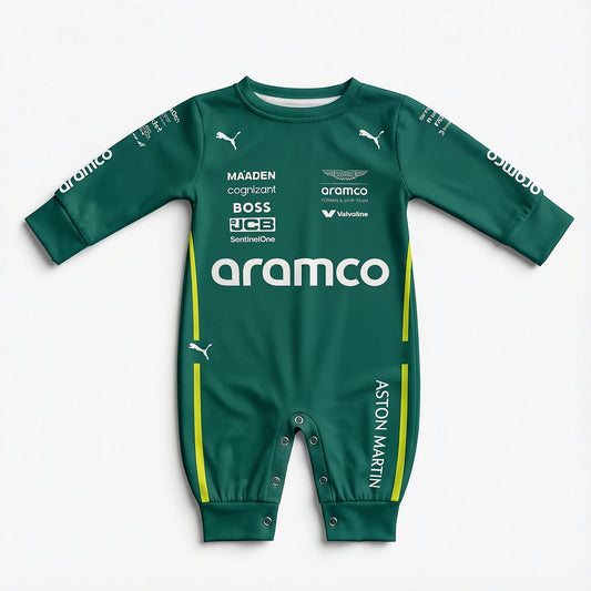 aston martin baby onesie front