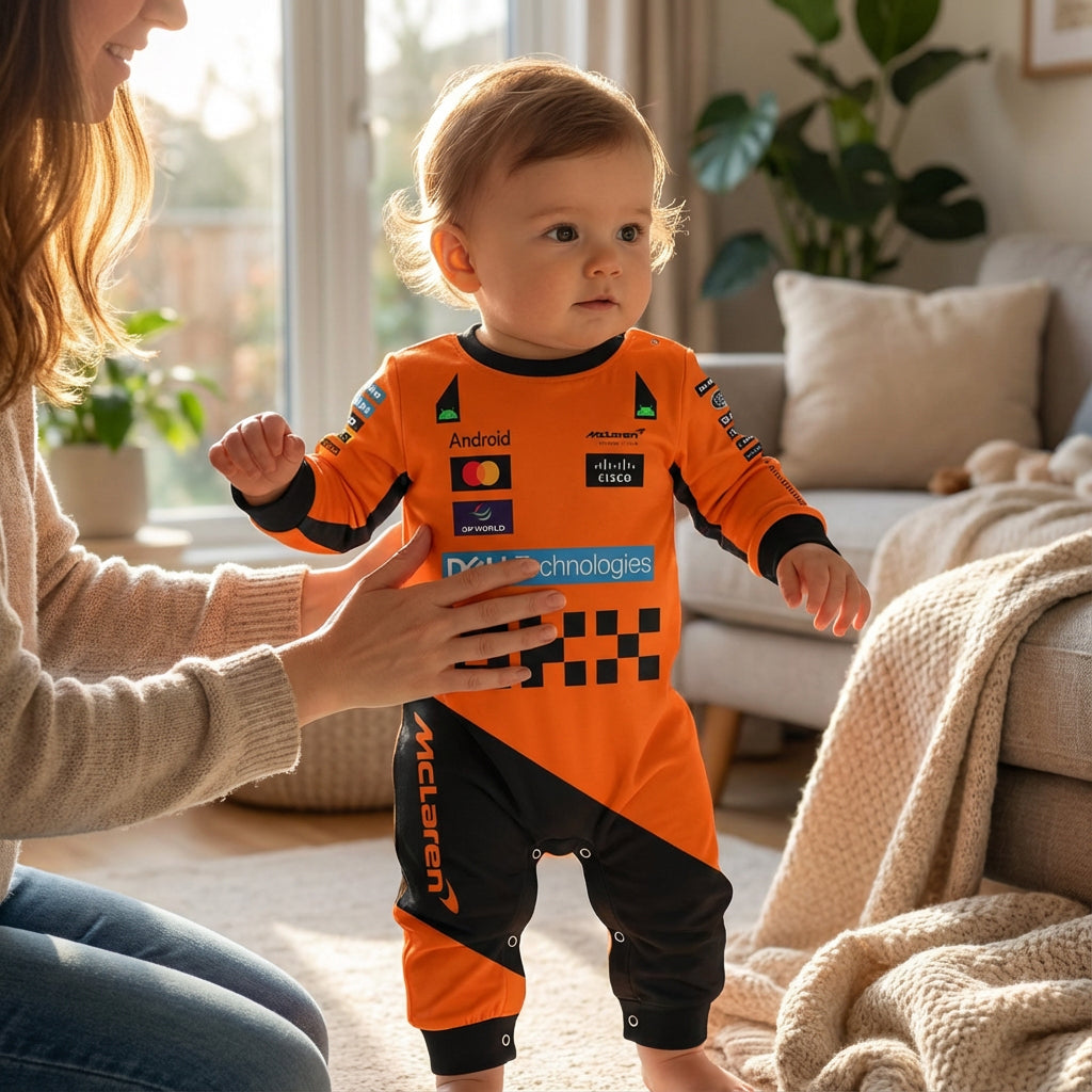 McLaren  racing Formula One inspired baby oneise lifestyle