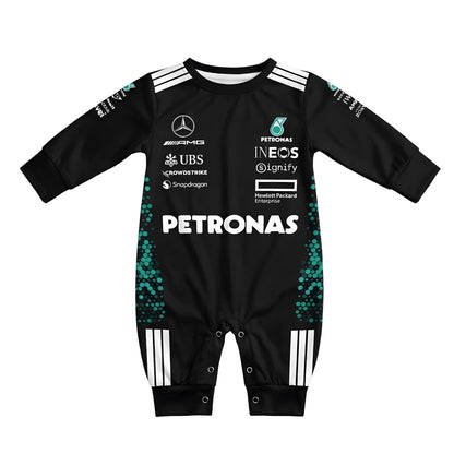 mercedes amg formula one baby onesie front