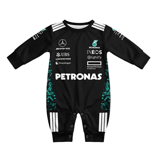 mercedes amg formula one baby onesie front