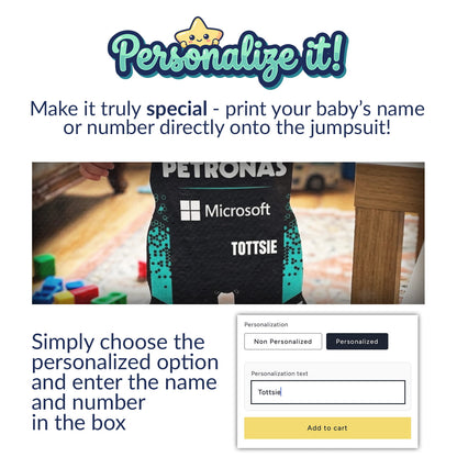 personalization instruction for a mercedes baby onesie