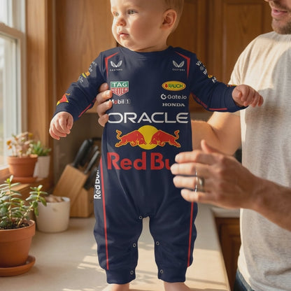 baby wearing Red Bull Racing outfit with parent video
