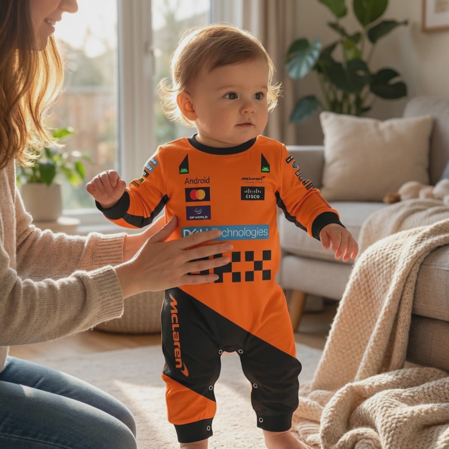 McLaren  racing Formula One inspired baby oneise lifestyle video