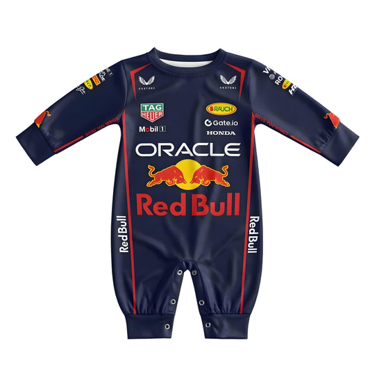 red bull racing baby onesie front view